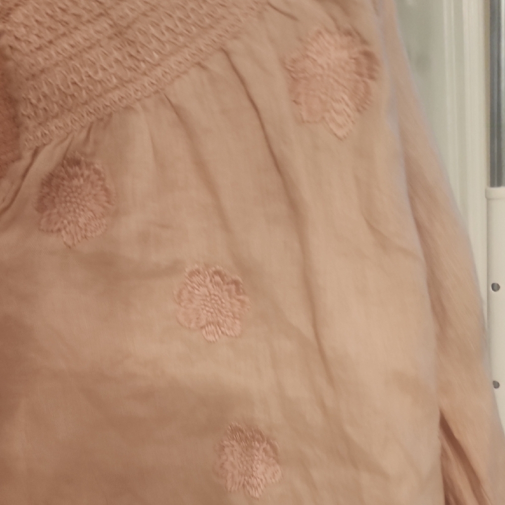 MAGASCHONI Pale Mauve 100% Linen Embroidered Blouse Size M - Picture 3 of 7